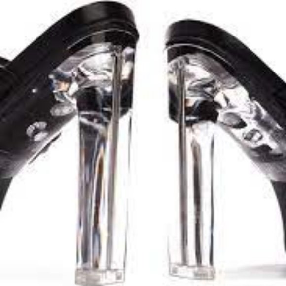 NWT CAPE ROBBIN ZIMMER CLEAR CHUNKY BLOCK HEELS BLACK 5.5 - Picture 3 of 13